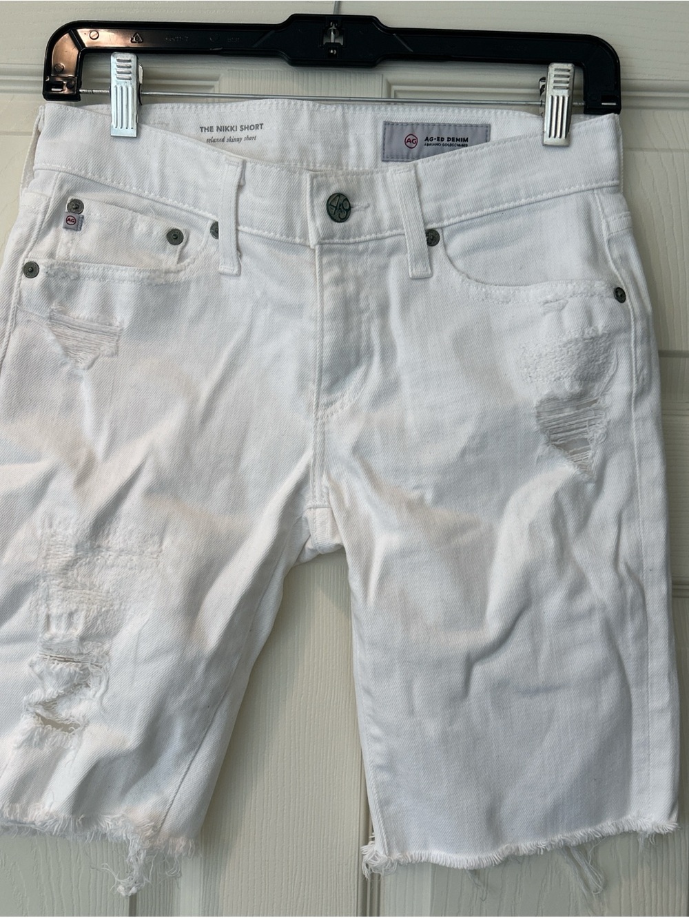 Ag Adriano Goldschmied White High-Rise Denim Shorts